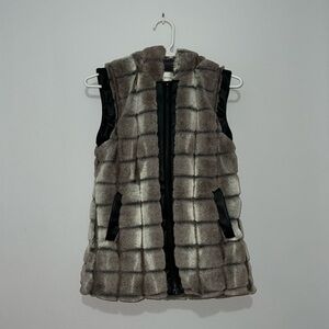 Girls Faux Fur Hooded Vest